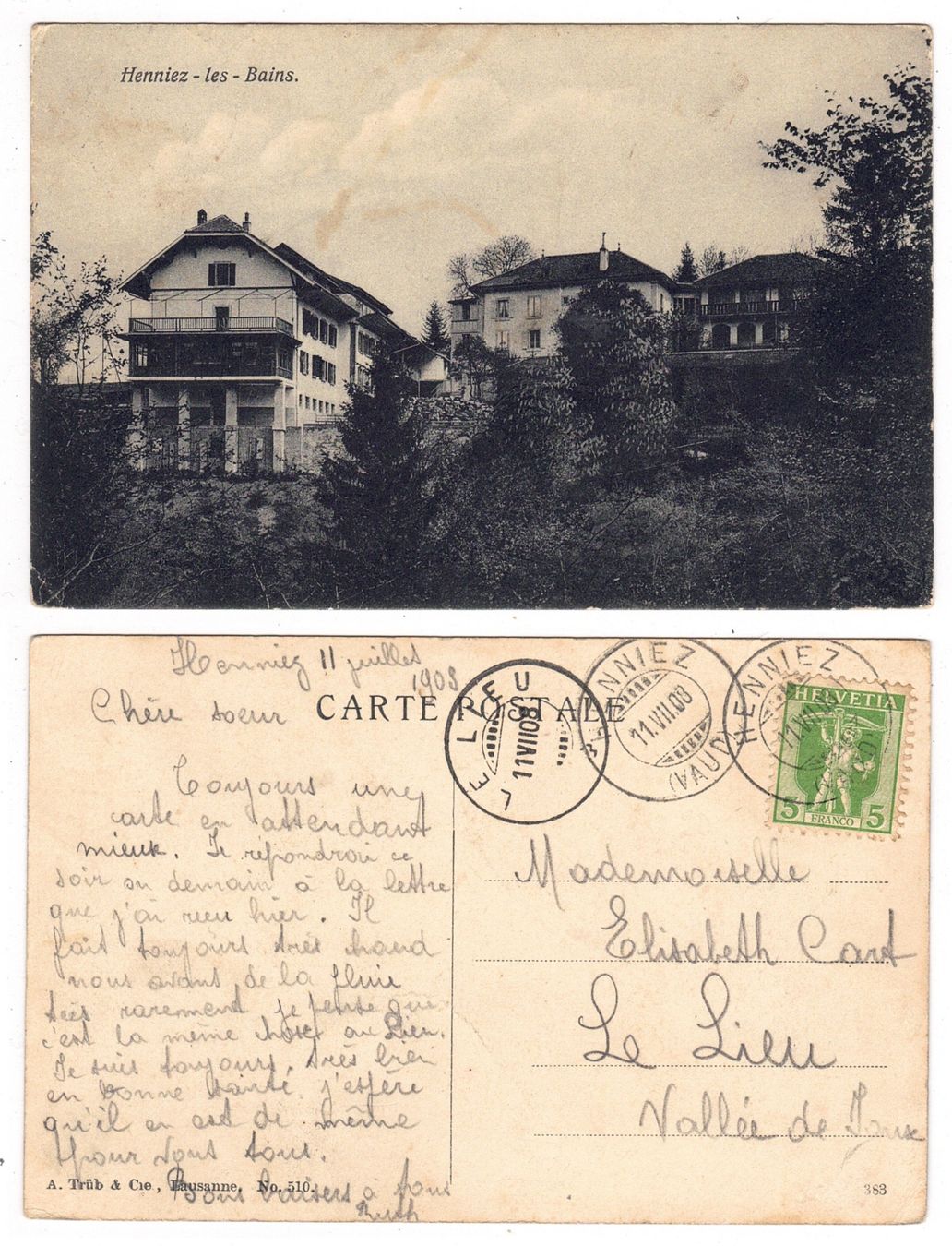 Cartoline postali: Henniez-les-Bains – Usato da La Tour-de-Peilz venduto da amjust