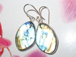 Ohrringe LABRADORIT 925 Silber fazetiert