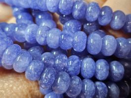 Kette Modeschmuck Halskette blau Perlen Rondell Edelstahl
