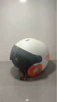 Skihelm mit Visier weiss orange neuwertiger Zustand