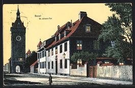 Künstler-AK Basel, St. Johann-Tor, 1910