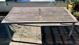 MAZUVO Quadro Teak Gartentisch 190x90 - massiv & verzinkt