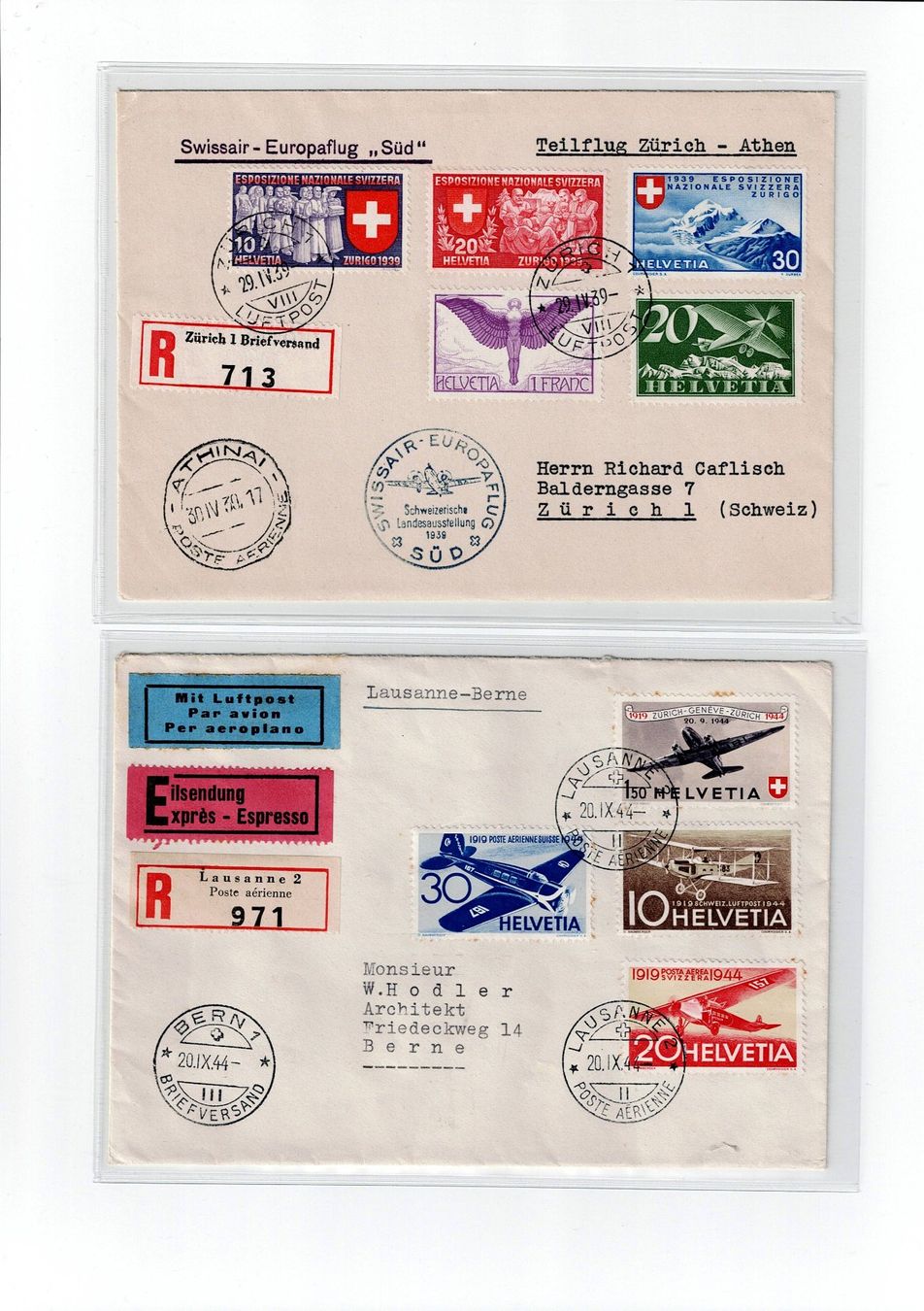 Tous les timbres: Schweiz, 9 Flugpostbriefe 1 – D'occasion à Hinteregg par McCharly01 7