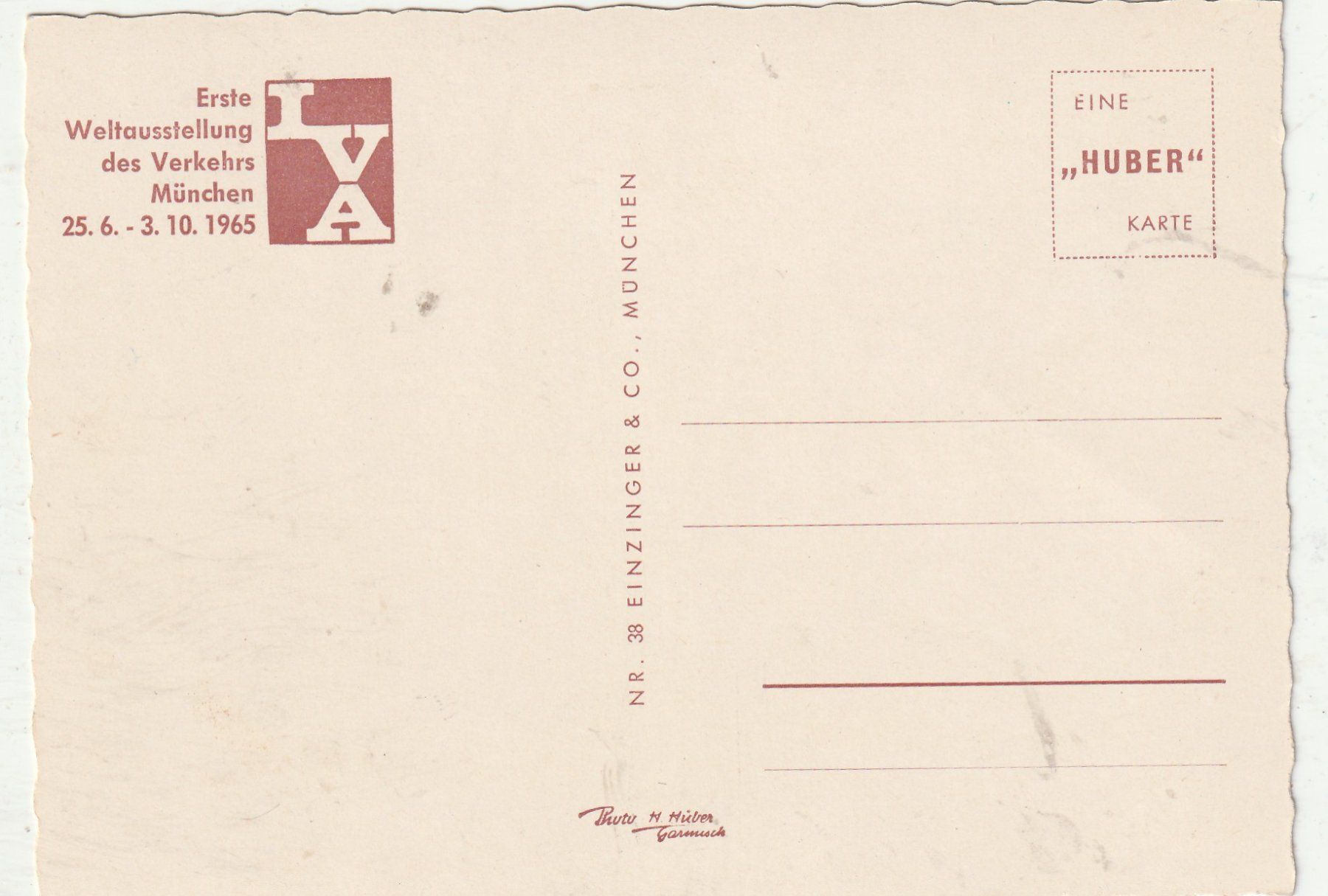 Cartoline postali: München. Erste Weltausstellung des Verkehrs 1965 – Usato da Lumbrein venduto da made02 1