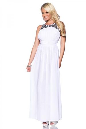 Abendkleid weiss mit Steinen Amorubi Dessous