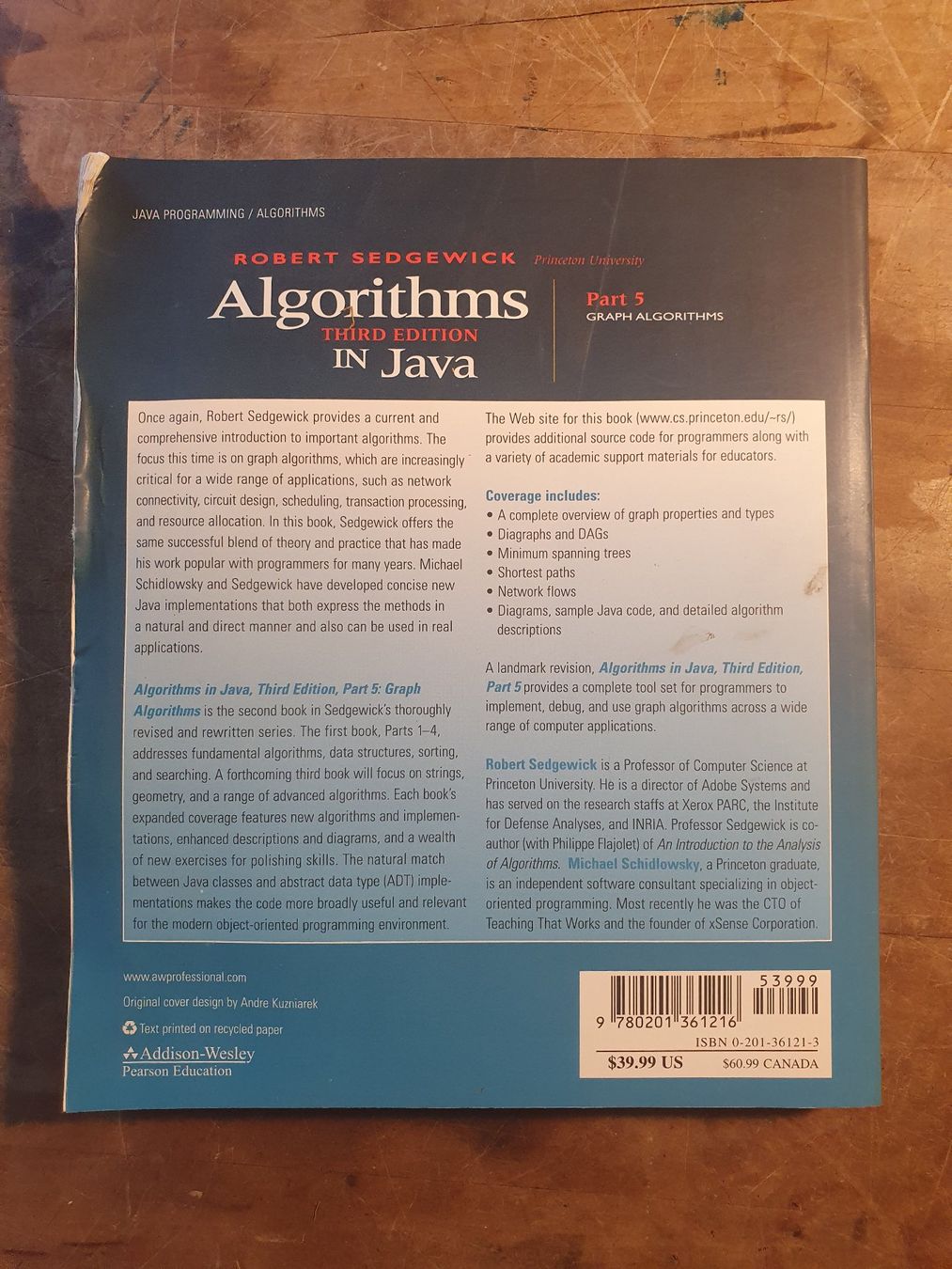 Bücher: Algorithms In Java 3. Edition Part 5 - Robert Sedgewick – Gebraucht aus Zürich von  1