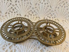 Vintage Messing Doppelt Stövchen Topfuntersetzer 31cm