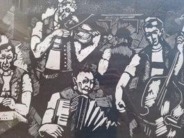 Linolschnitt - Werner Schmid - Appenzeller Musikanten