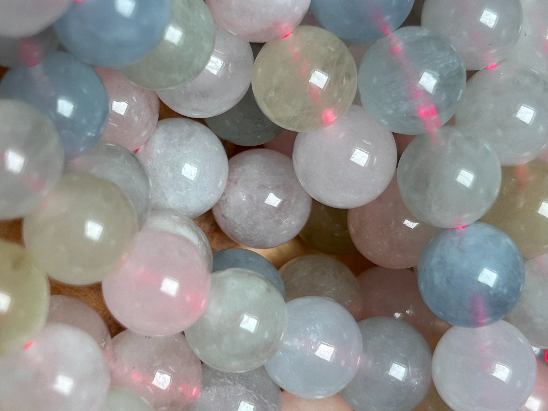Edelsteine: Abverkauf!!! Strang echte Morganit Kugeln / 8 mm – Neu und originalverpackt aus Niederrohrdorf von Ytobi 5