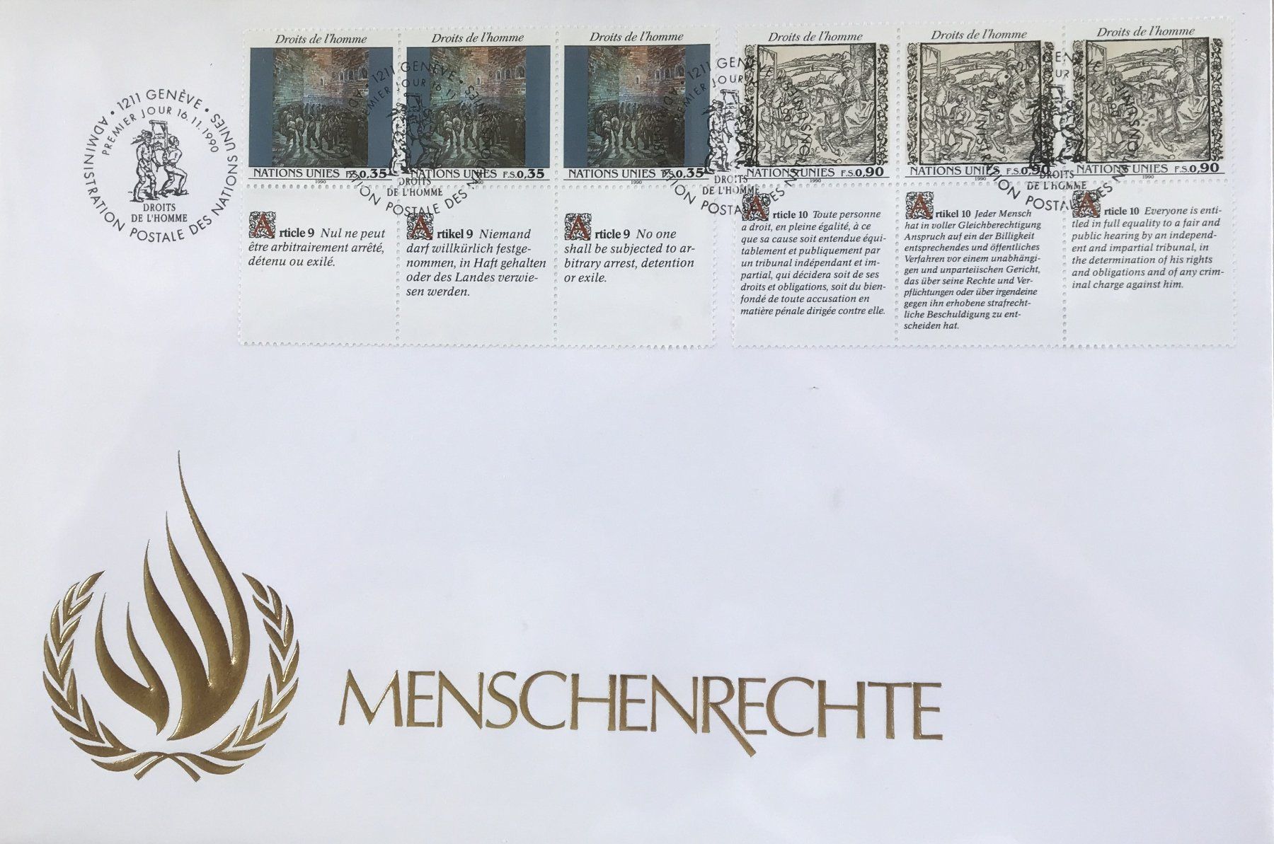 Tutti i francobolli: FDC MAXI MENSCHENRECHTE – Usato da Ostermundigen venduto da crazy-horse-1840