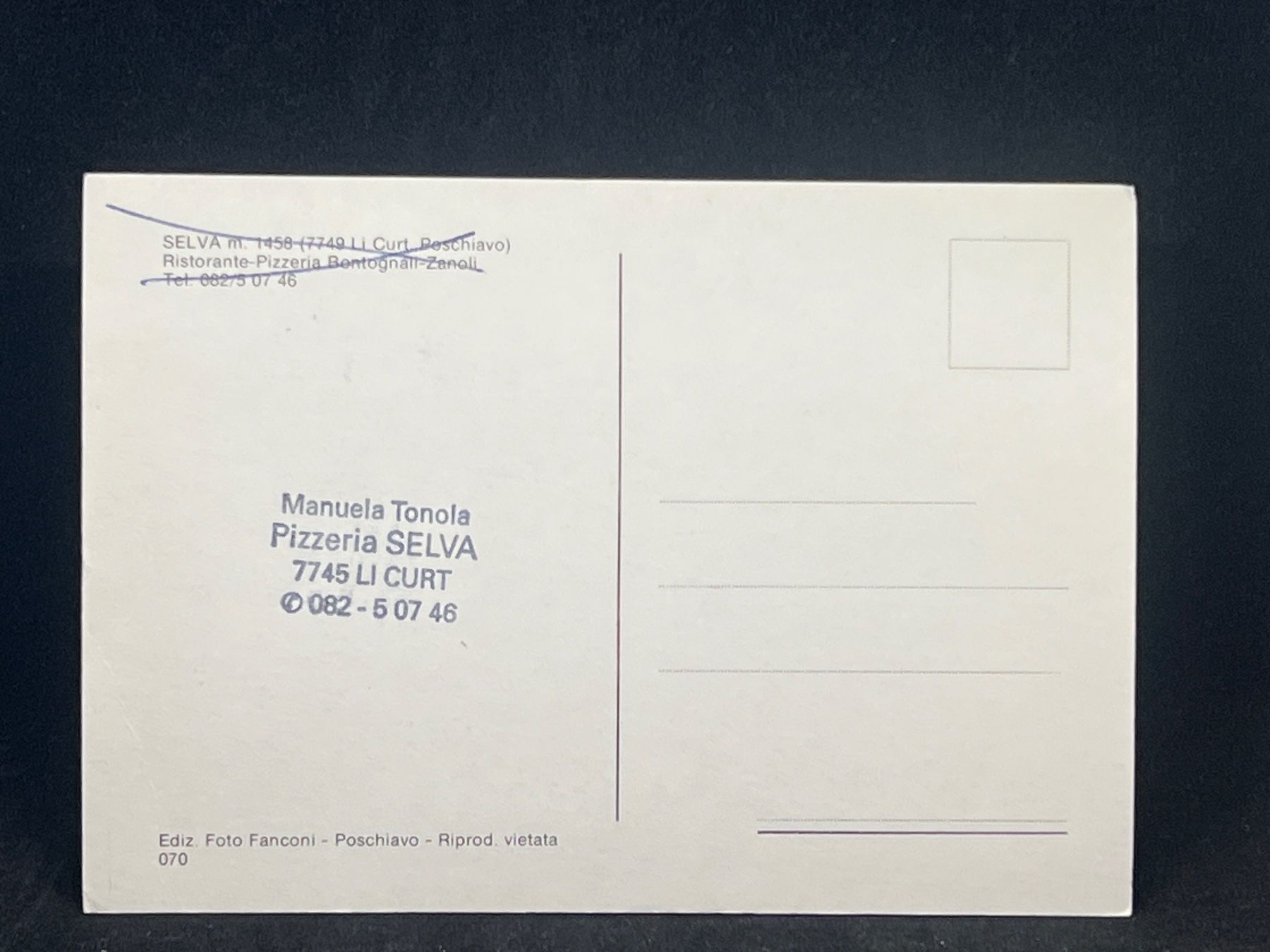 Cartes postales: Ansichtskarte: Pizzeria Selva, Li Curt – D'occasion à Widnau par Brusi9 1
