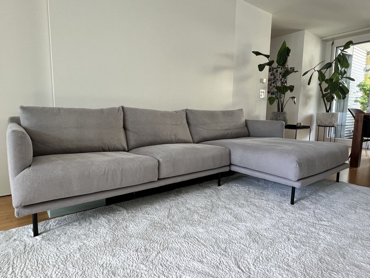 Divani: Ecksofa, L-Form, Longchaise rechts, hellgrau, Stoff – Usato da Zürich venduto da Mariesieger 2
