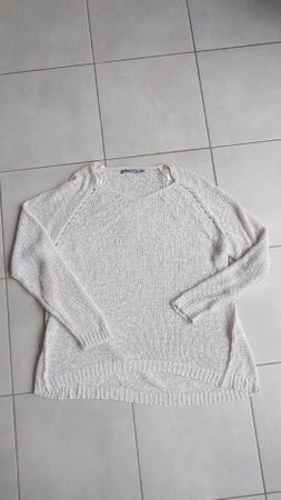 Strick Pullover, dünn, weiss XL