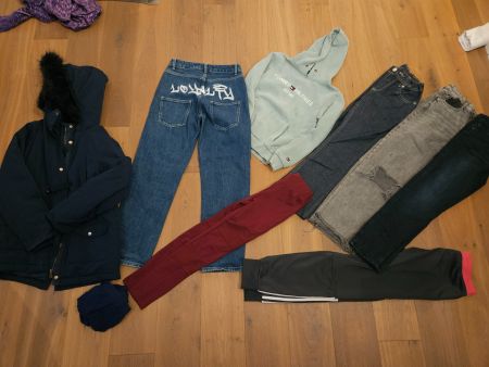 Jeans Set, Mantel, Pullover Gr.152