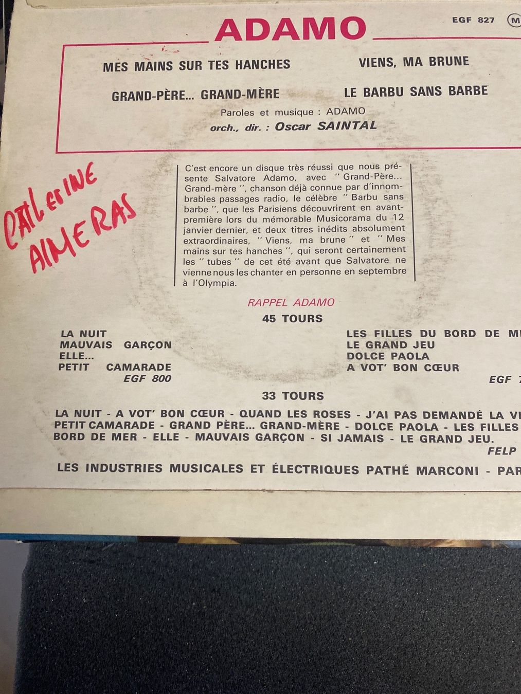 Dischi in vinile: Adamo "Mes Mains Sur Tes Hanches" - 45 tours – Usato da Le Brassus venduto da cinema13 1