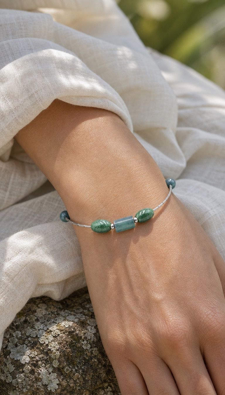 Armbänder & -reifen: Armband mit Jade und Silber – Neu und originalverpackt aus Ruggell von JadeShop 2