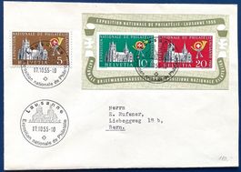 1955 - Schweiz W35 auf Brief mit Vignette Zusatzfrankatur