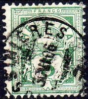 ROSSINIÈRES 1906 WERTZIFFER 65B VOLLSTEMPEL - R180