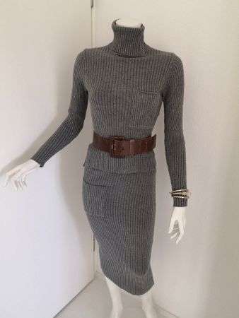 🤩MANGO 2-TEILER: ROCK & PULLOVER GESTRICKT GRAU