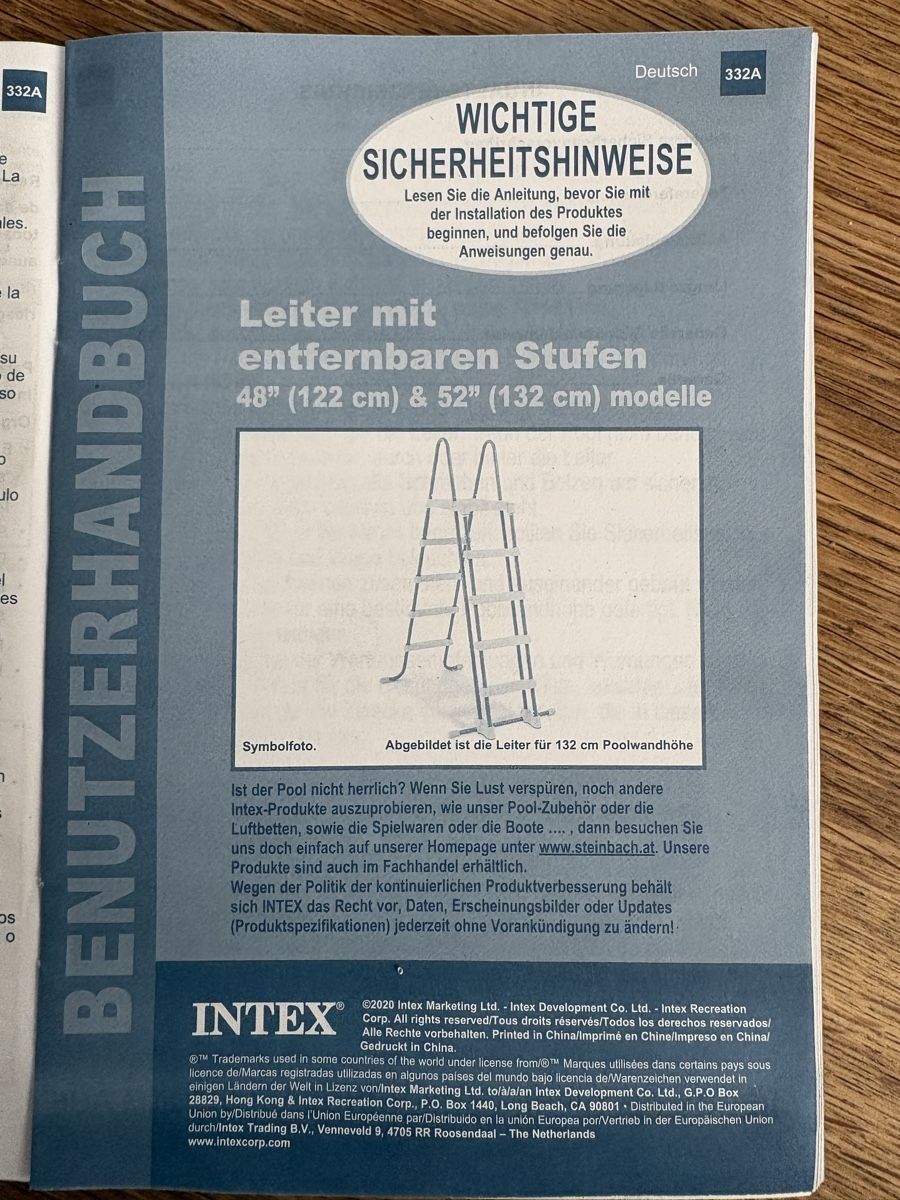 Intex Schwimmbad: Intex Pool Leiter neu 132 cm – Neu und originalverpackt aus Nürensdorf von Peha1 4