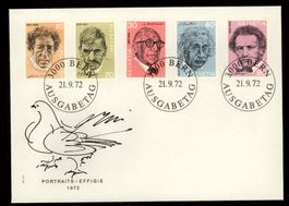 1972, FDC, Porträtmarken II (511–515)