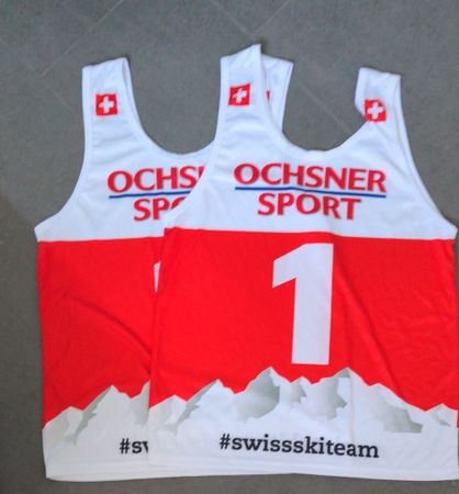2x Ochsner Sport Ski Team Träger Shirt weiss/rot Grösse M