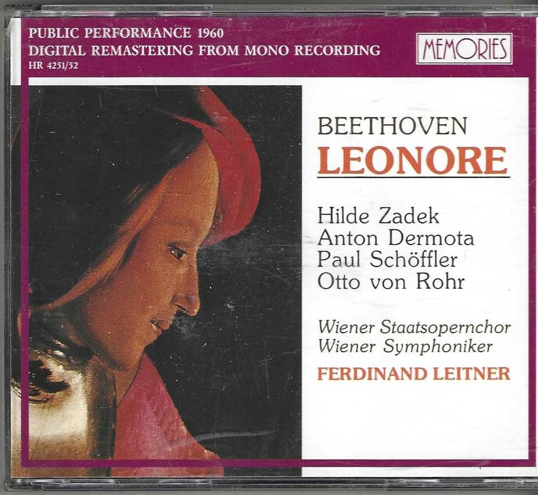 CDs: Beethoven/Ferdinand Leitner/Hilde Zadek - leonore - 2 X CD – Gebraucht aus Genève von CDLPBookS