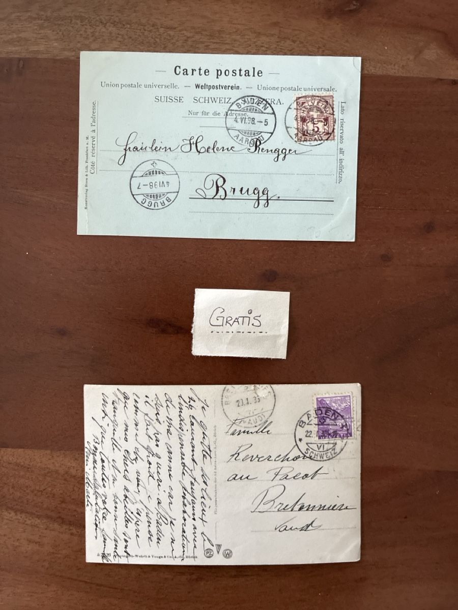 Cartoline postali: 5 Ansichtskarten Schweiz von Baden AG – Usato da Oftringen venduto da Cla.vD.74 4