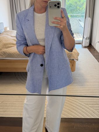 Linen mix Zara blazer L blue