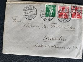 KUVERT 1912 Prof. Dr. Tilli Salzer München Fotos + Schreiben