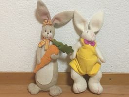 2 x Härzigen Osterhasen aus Stoff Vintage