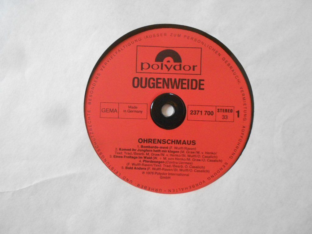 Dischi in vinile: OUGENWEIDE  -  OHRENSCHMAUS – Usato da Bex venduto da Giorgiob 3