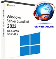 Windows Server 2022 Standard 64 CPU-Kerne und 50 CALs