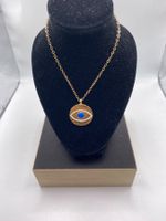 Collier avec pendentif mauvais œil avec pochette cadeau