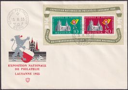 1955, W35 Lausanner-Block, illustrierter FDC von BERN, 210.-