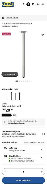Ikea Altri mobili: 4 Tischbeine OLOV wie neu – Usato da Zürich venduto da bir_b2rc