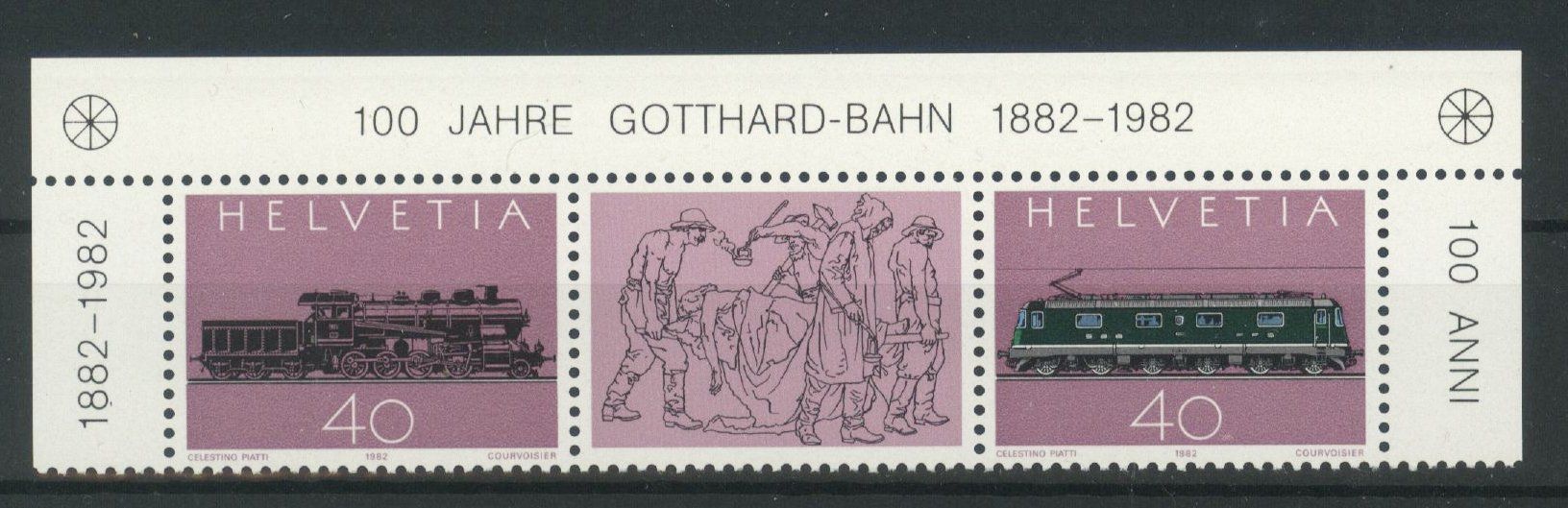 Tutti i francobolli: 1982, 100 Jahre Gotthardbahn ** – Usato da Willisau venduto da Vollstempel