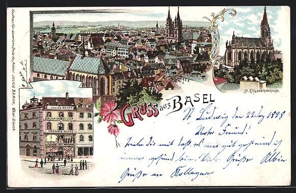 Cartes postales: Litho Basel, Geschäftshaus Julius Brann – D'occasion à Berlin par bartko-reher