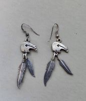 Boucles d’oreilles en argent 925 – motif ours et plumes