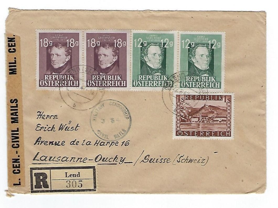 Alle Briefmarken: Österreich, Schubert, Grillparzer 1947 – Gebraucht aus Hinteregg von McCharly01