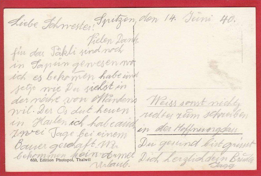 Cartoline postali: SPITZEN-HIRZEL – Usato da Grüningen venduto da Kartenlaube 1