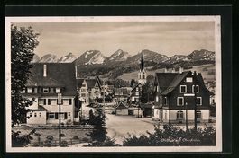 Nesslau, Ortspartie vor der Bergkette Ch