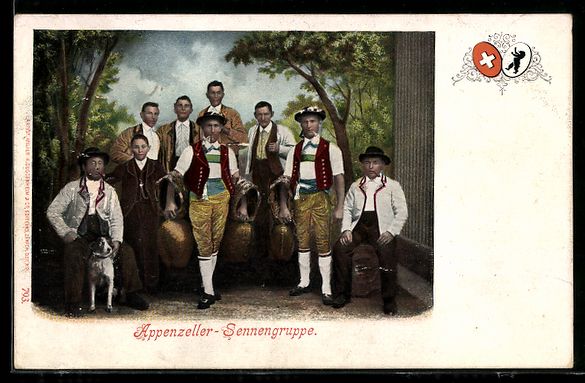 Cartoline postali: Schweiz, Appenzeller-Sennengruppe in Tra – Usato da Berlin venduto da bartko-reher