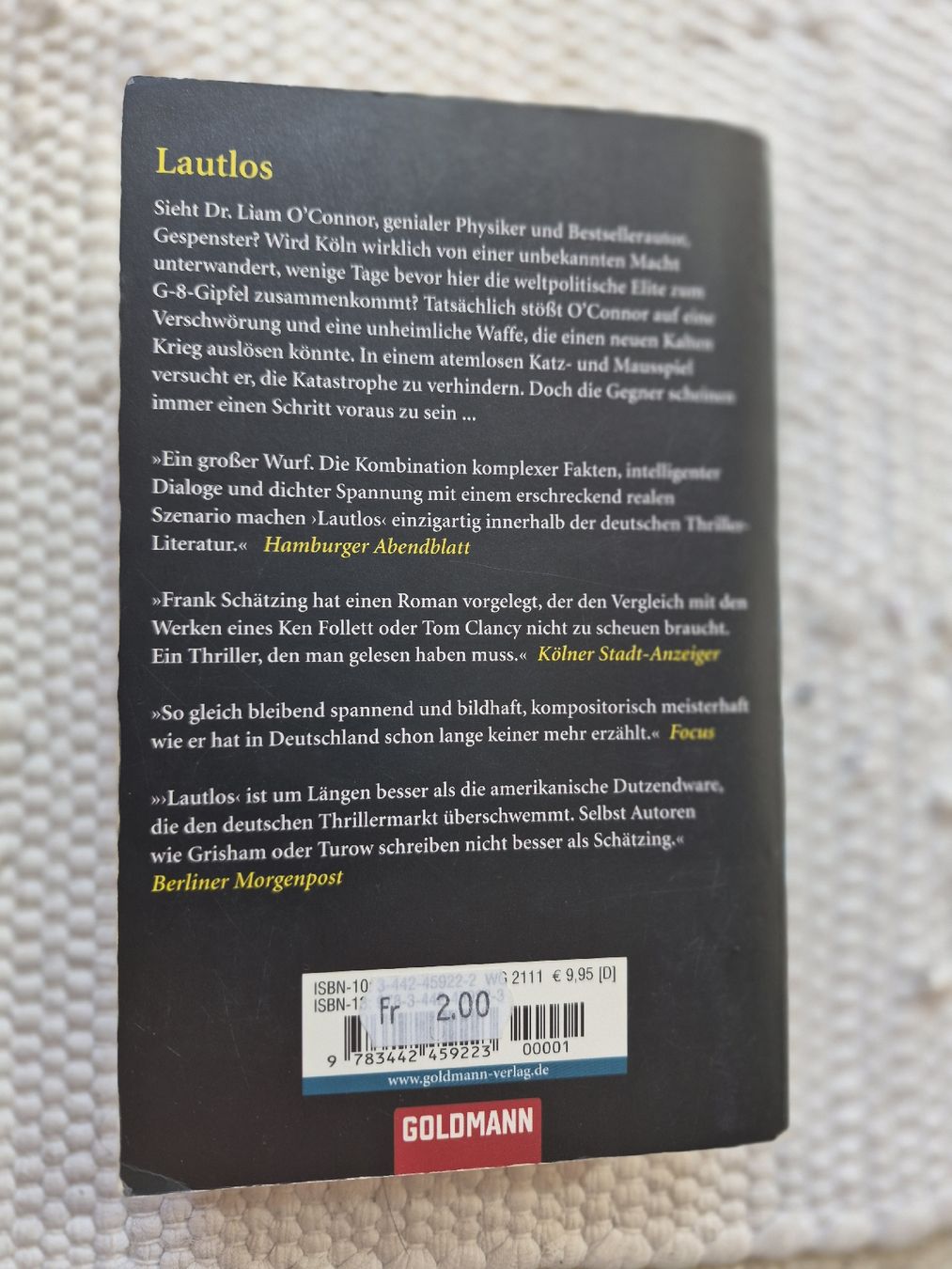 Libri: Lautlos  von Frank Schätzing – Usato da Lauterbrunnen venduto da MassimoNr.01 1