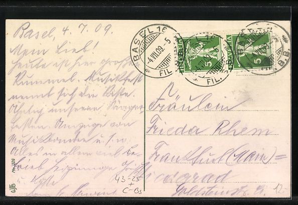 Cartoline postali: Basel, Mittlere Rheinbrücke, Wappen, Fl – Usato da Berlin venduto da bartko-reher 1