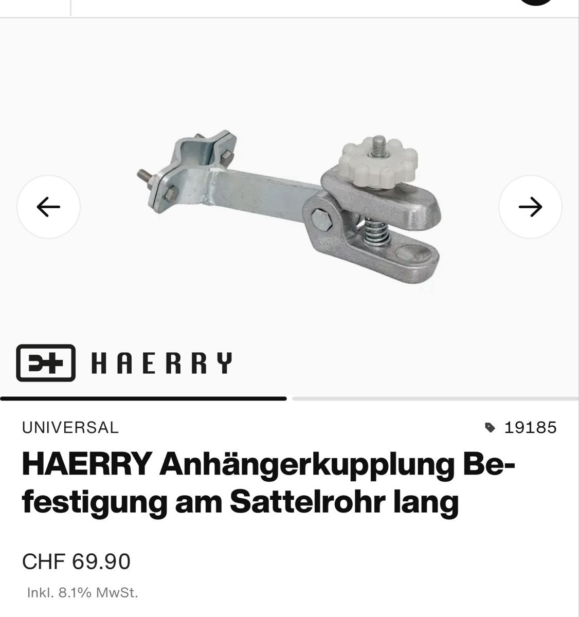 Ersatzteile: HAERRY Anhaengerkupplung  Sattelstange lang – Gebraucht aus Sisseln AG von Daeha1