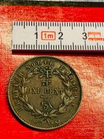1891 One Cent Münze British North BORNEO tolles Stück +++
