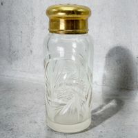Grande salière ancienne en cristal taillé et laiton doré