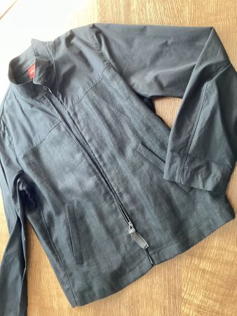 *OLSEN* JACKE/LUMBER/BLAZER GR.42/L schwarz Leinen/Baumwolle