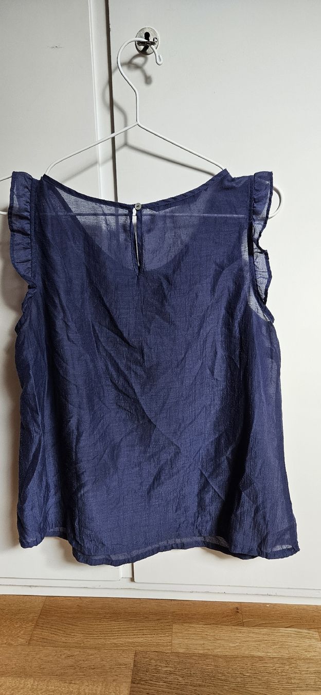Zara Camicette: Zara Basic Damen Bluse dunkelblau mit Rüschen Grösse L – Usato da Rombach venduto da ThriftBetter 2